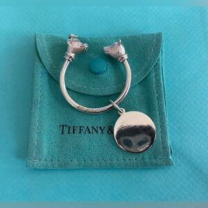 Rare Tiffany & CO. Sterling Silver Bull & Bear Stock Market Key Ring